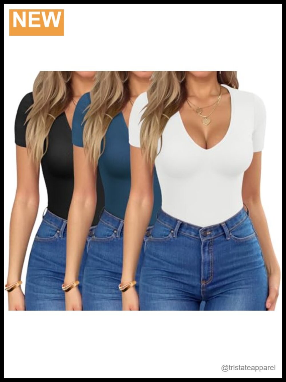 Women Deep V Neck Slim Fit Ribbed Short Sleeve Tee Shirt 92 Viscose 8 Spandex